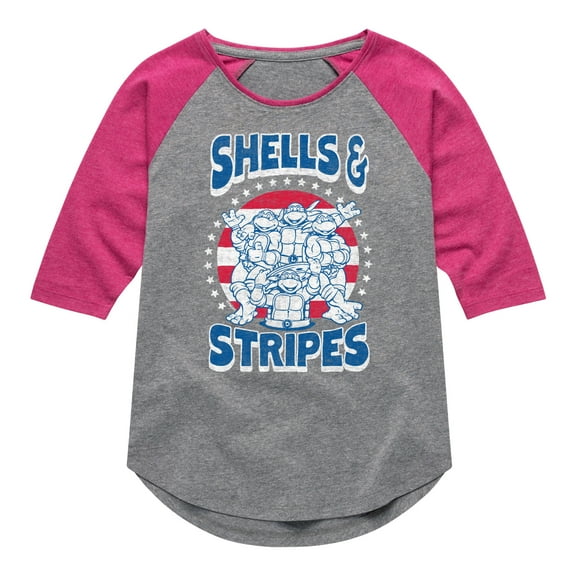 Teenage Mutant Ninja Turtles - Shells And Stripes - Toddler & Youth Girls Raglan Tee