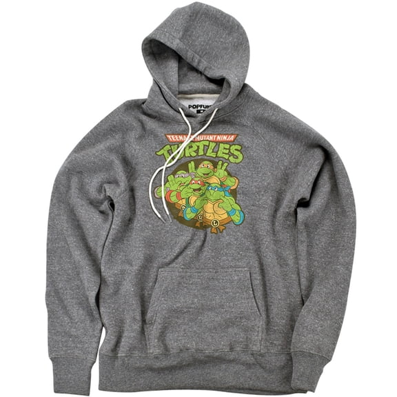 Teenage Mutant Ninja Turtles Silly Turtles Unisex Adult Slim Fit Pull-Over Heather Hoodie, Athletic Heather, Small
