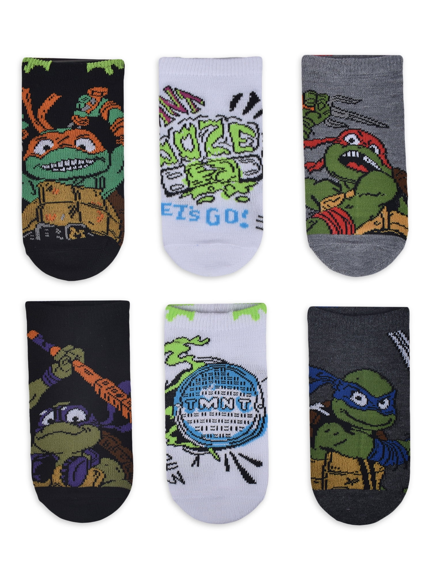 Teenage Mutant Ninja Turtles Socks, 6 Pack, No Show, Sizes SL