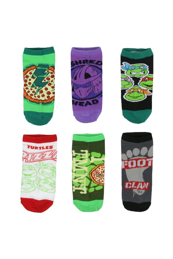 Teenage Mutant Ninja Turtles Socks Adult TMNT Themed Designs Mix And Match No Show Ankle Socks 6 Pairs