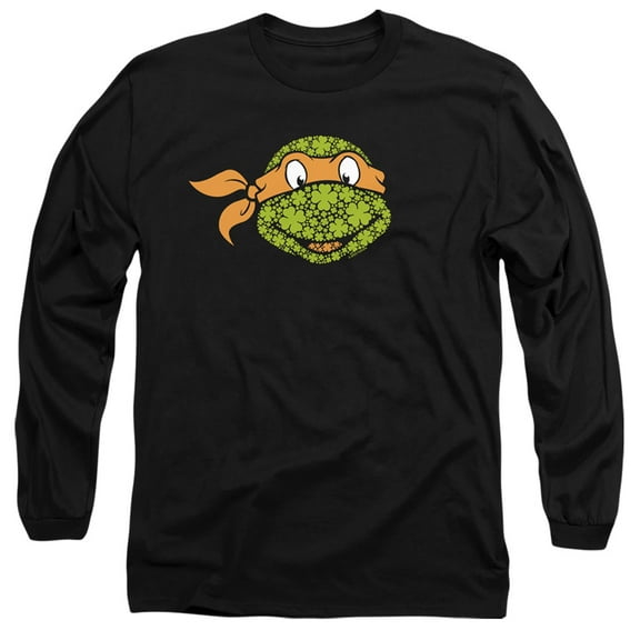 Teenage Mutant Ninja Turtles St. Patrick's Day Clover Michelangelo Unisex Adult Long-Sleeve T Shirt (Small) Black