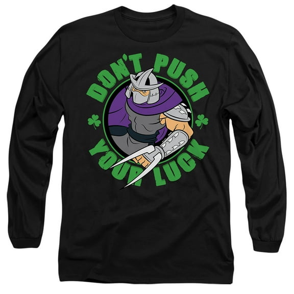 Teenage Mutant Ninja Turtles St. Patrick's Day Shredder Luck Unisex Adult Long-Sleeve T Shirt (Large) Black