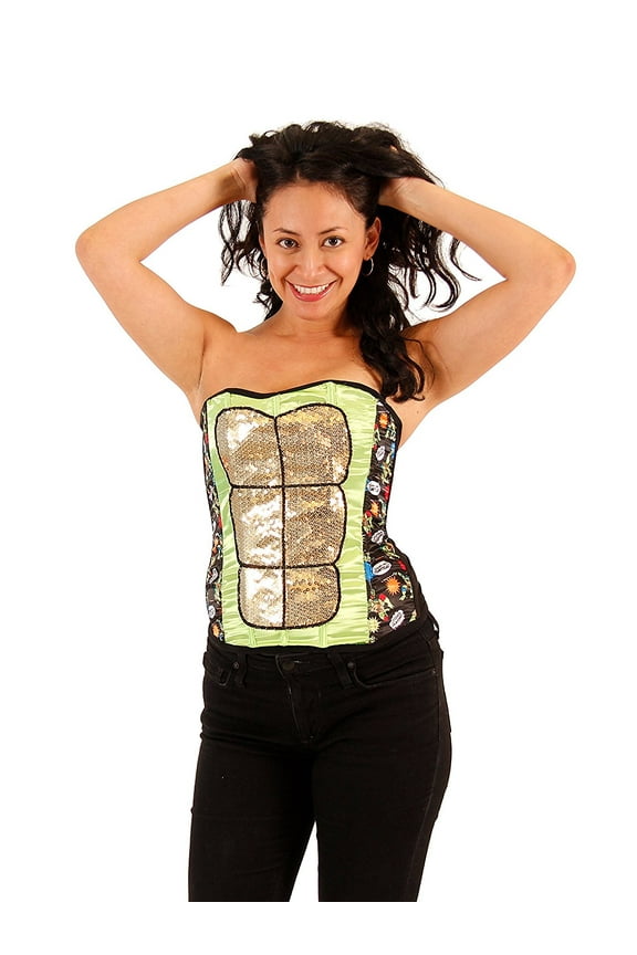 Teenage Mutant Ninja Turtles by Amscan Women's Sequin Strapless Corset, Green 1-Pack