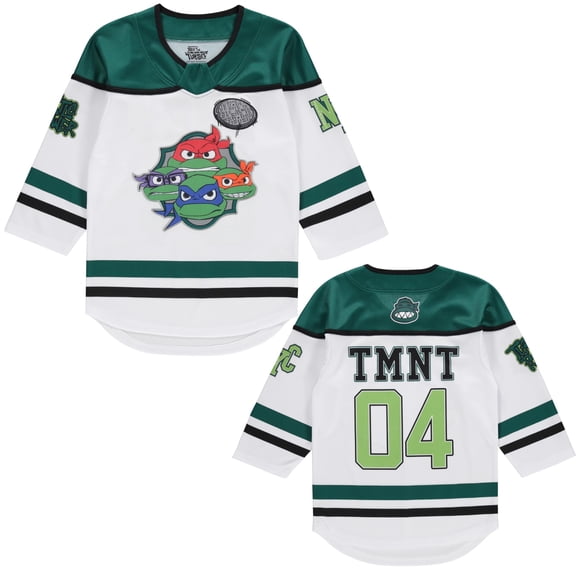 Teenage Mutant Ninja Turtles TMNT Boys 4-20 Long Sleeve Hockey Jersey White/Green