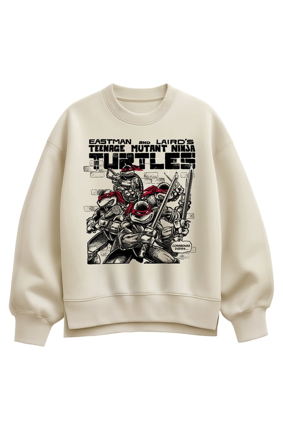 - TMNT Comic - Ladies Oversized Fleece Crew Sweatshirt