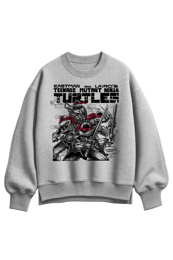 - TMNT Comic - Ladies Oversized Fleece Crew Sweatshirt