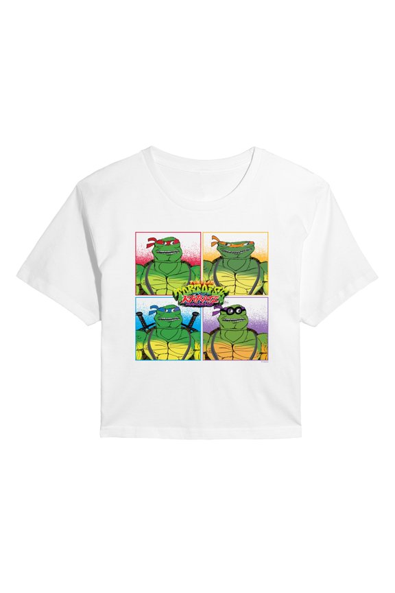 - TMNT Group - Juniors Cropped Short Sleeve Graphic T-Shirt