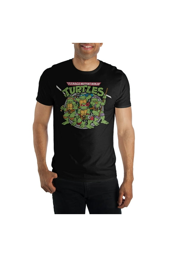 TMNT Men's Black T-Shirt Tee Shirt -Large