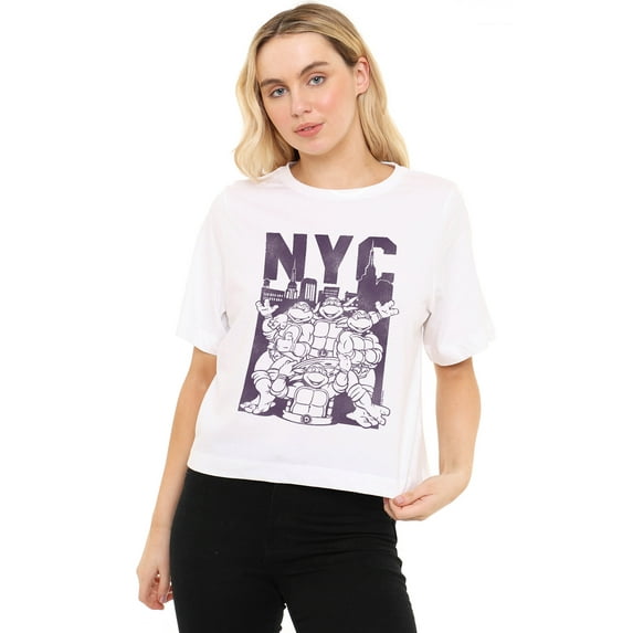 Teenage Mutant Ninja Turtles Tmnt Nyc Turtles Women's Boxy Cropped T-Shirt Casual Graphic Tee