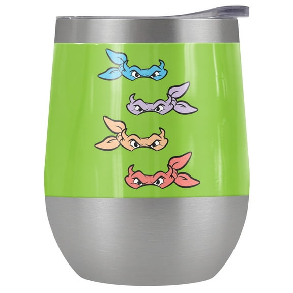 Teenage Mutant Ninja Turtles TMNT Official Masks 12 oz Stemless Tumbler, Stainless Steel Travel Cup|Lake Tumbler|Insulated with Leak Resistant Slide-Lock Lid