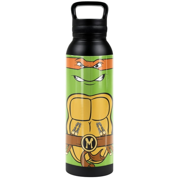 Teenage Mutant Ninja Turtles TMNT Official Mikey Shell 24 oz Insulated Canteen Water Bottle, Leak Resistant, Vacuum Insulated Stainless Steel with Loop Cap
