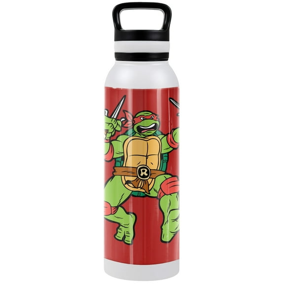 Teenage Mutant Ninja Turtles TMNT Official Raph And Logo 24 oz Insulated Canteen Water Bottle, Leak Resistant, Vacuum Insulated Stainless Steel with Loop Cap