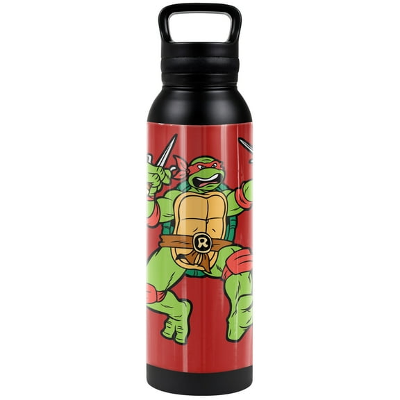 Teenage Mutant Ninja Turtles TMNT Official Raph And Logo 24 oz Insulated Canteen Water Bottle, Leak Resistant, Vacuum Insulated Stainless Steel with Loop Cap