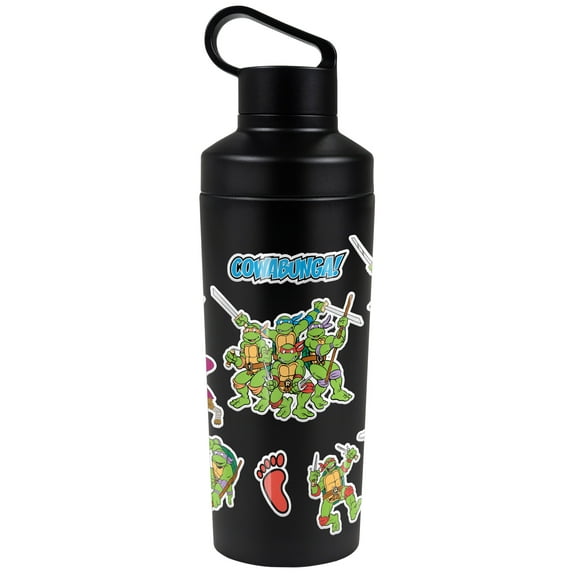 Teenage Mutant Ninja Turtles TMNT Official Turtles Sticker Collage 18 oz Insulated Water Bottle, Leak Resistant, Vacuum Insulated Stainless Steel with 2-in-1 Loop Cap