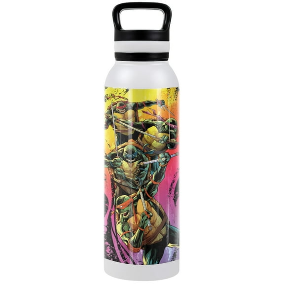 Teenage Mutant Ninja Turtles TMNT Official TMNT Gradient Group Splash 24 oz Insulated Canteen Water Bottle, Leak Resistant, Vacuum Insulated Stainless Steel with Loop Cap