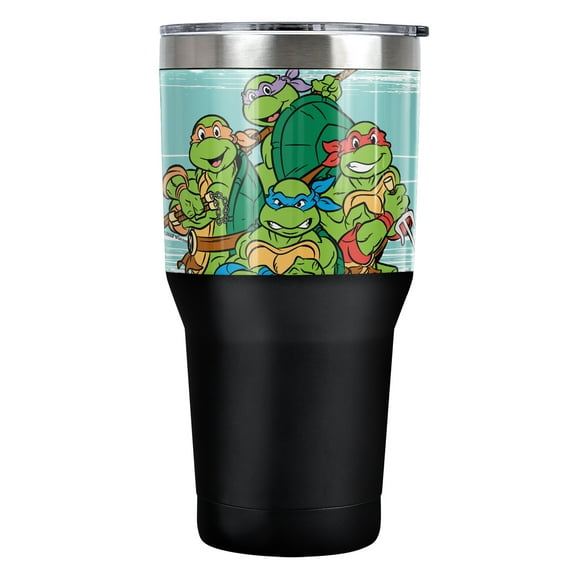 Teenage Mutant Ninja Turtles TMNT Official Turtle Group 30 oz Travel Tumbler, Stainless Steel, Vacuum Insulated with Leak Resistant Slide-Lock Lid