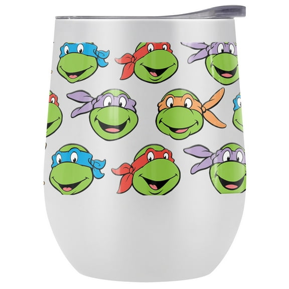 Teenage Mutant Ninja Turtles TMNT Official Turtle Heads 12 oz Stemless Tumbler, Stainless Steel Travel Cup|Lake Tumbler|Insulated with Leak Resistant Slide-Lock Lid