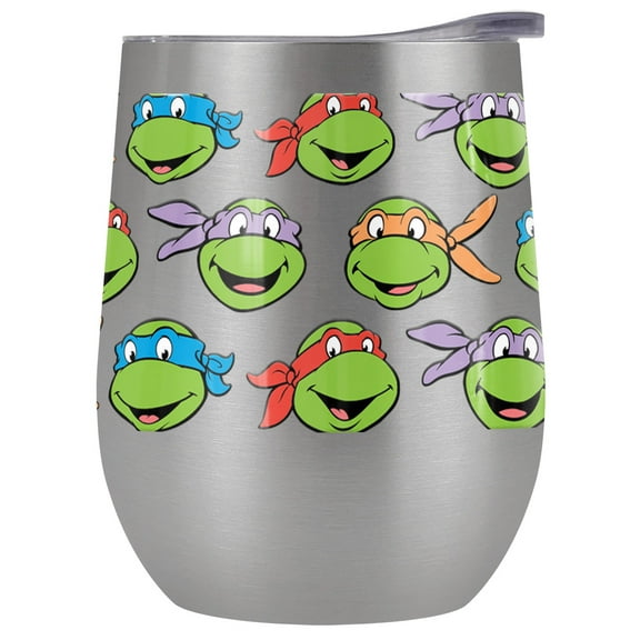 Teenage Mutant Ninja Turtles TMNT Official Turtle Heads 12 oz Stemless Tumbler, Stainless Steel Travel Cup|Lake Tumbler|Insulated with Leak Resistant Slide-Lock Lid