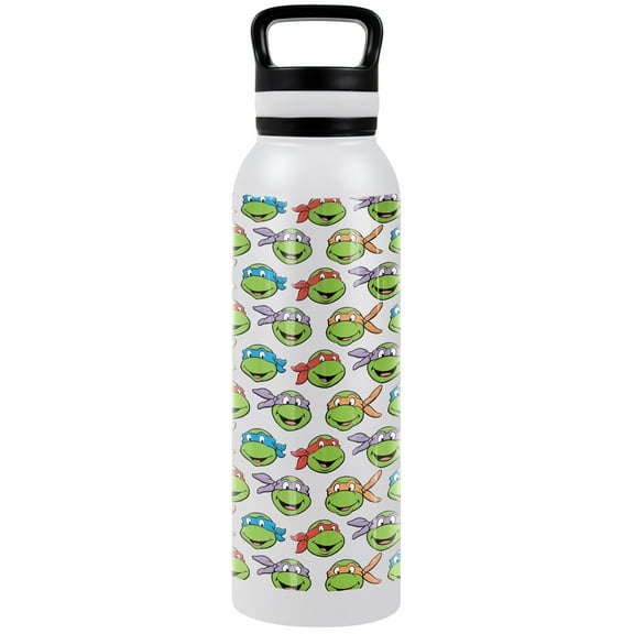 Teenage Mutant Ninja Turtles TMNT Official Turtle Heads 24 oz Insulated Canteen Water Bottle, Leak Resistant, Vacuum Insulated Stainless Steel with Loop Cap