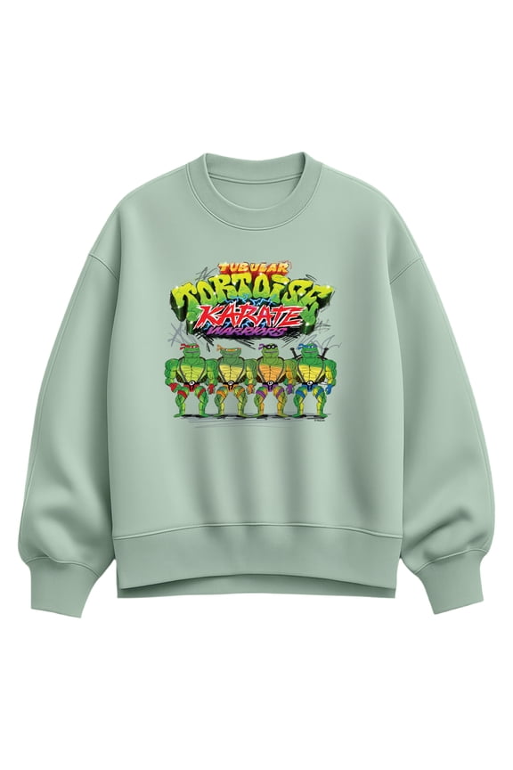 - TMNT Turtles - Ladies Oversized Fleece Crew Sweatshirt Sweatshirt