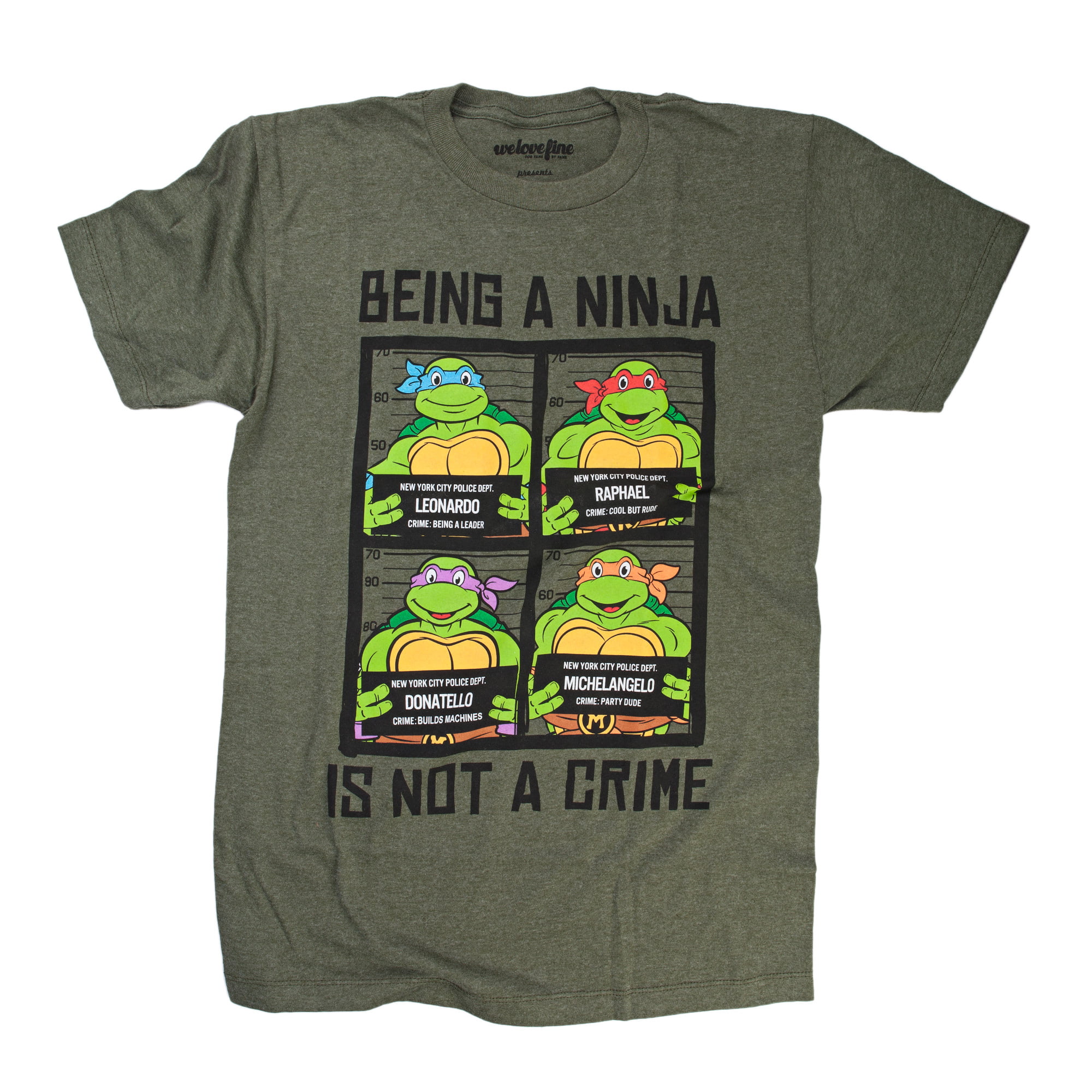 Teenage Mutant Ninja Turtles TMNT Being A Ninja Is Not A Crime Adult  T-Shirt Tee 