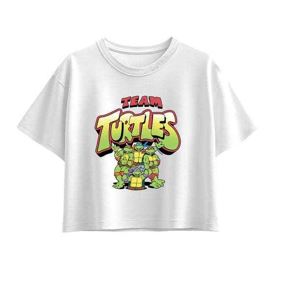 Teenage Mutant Ninja Turtles - Team Turtles Girls' Short Sleeve Boxy Graphic T-Shirt