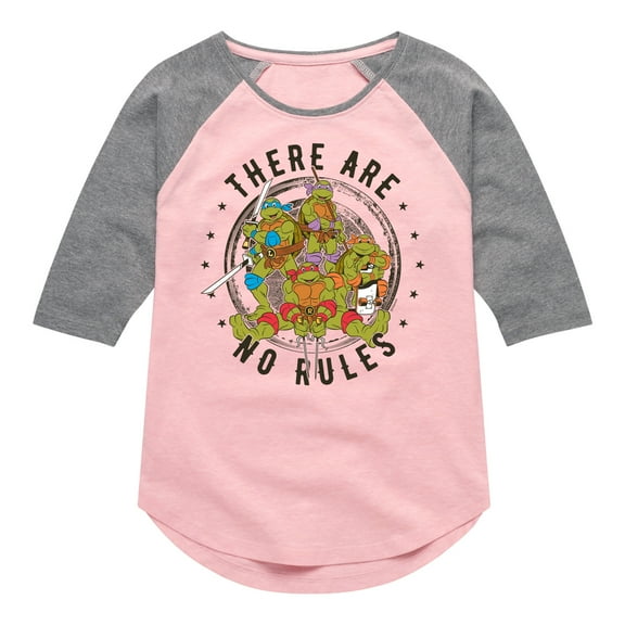 Teenage Mutant Ninja Turtles -There Are No Rules - Toddler & Youth Girls Raglan Graphic T-Shirt