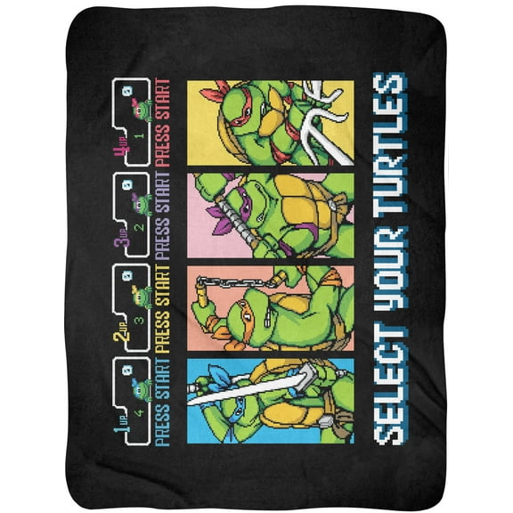 Teenage Mutant Ninja Turtles Throw Blanket - Select Your Turtles Pixel Design Fuzzy Soft Fleece Throw Blanket For Bed or Couch 46" X 60"