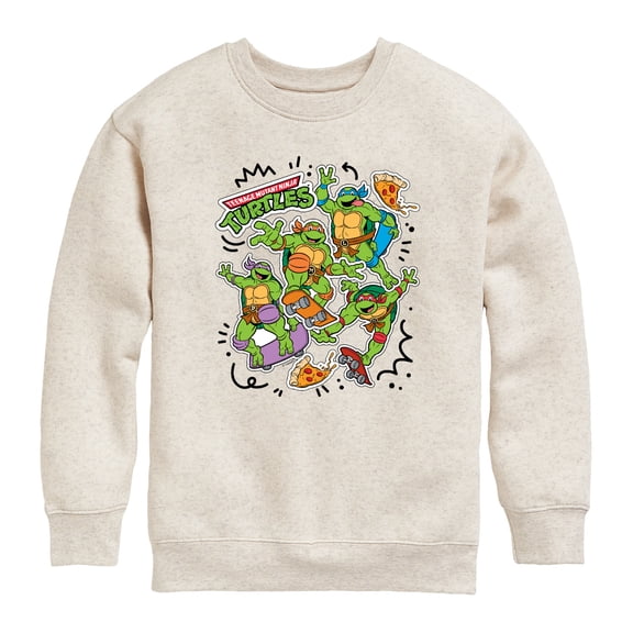 Teenage Mutant Ninja Turtles - Tmnt Skate Stickers - Youth Boys Crew Fleece Sweatshirt