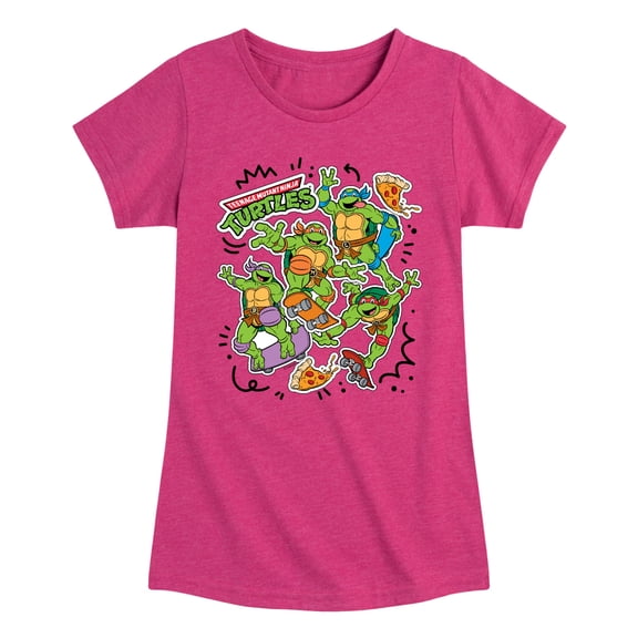 Teenage Mutant Ninja Turtles - Tmnt Skate Stickers - Youth Girls Fitted Short Sleeve T-Shirt