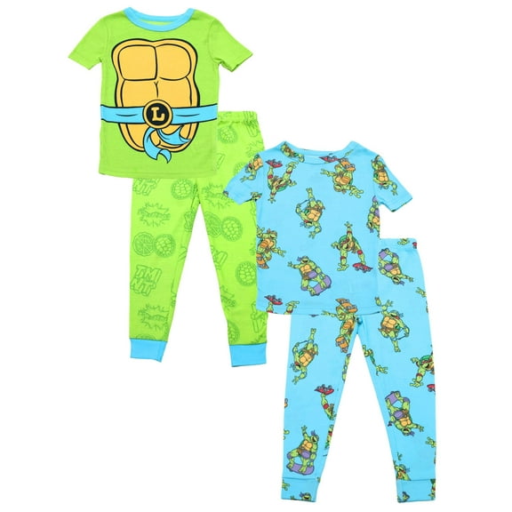 Nickelodeon Ninja Turtle Pajamas for Boys, Toddler 4 Piece Snug Fit TMNT Pajamas for Kids, Ninja Turtle Pj Pants & Shirt Set, 5T