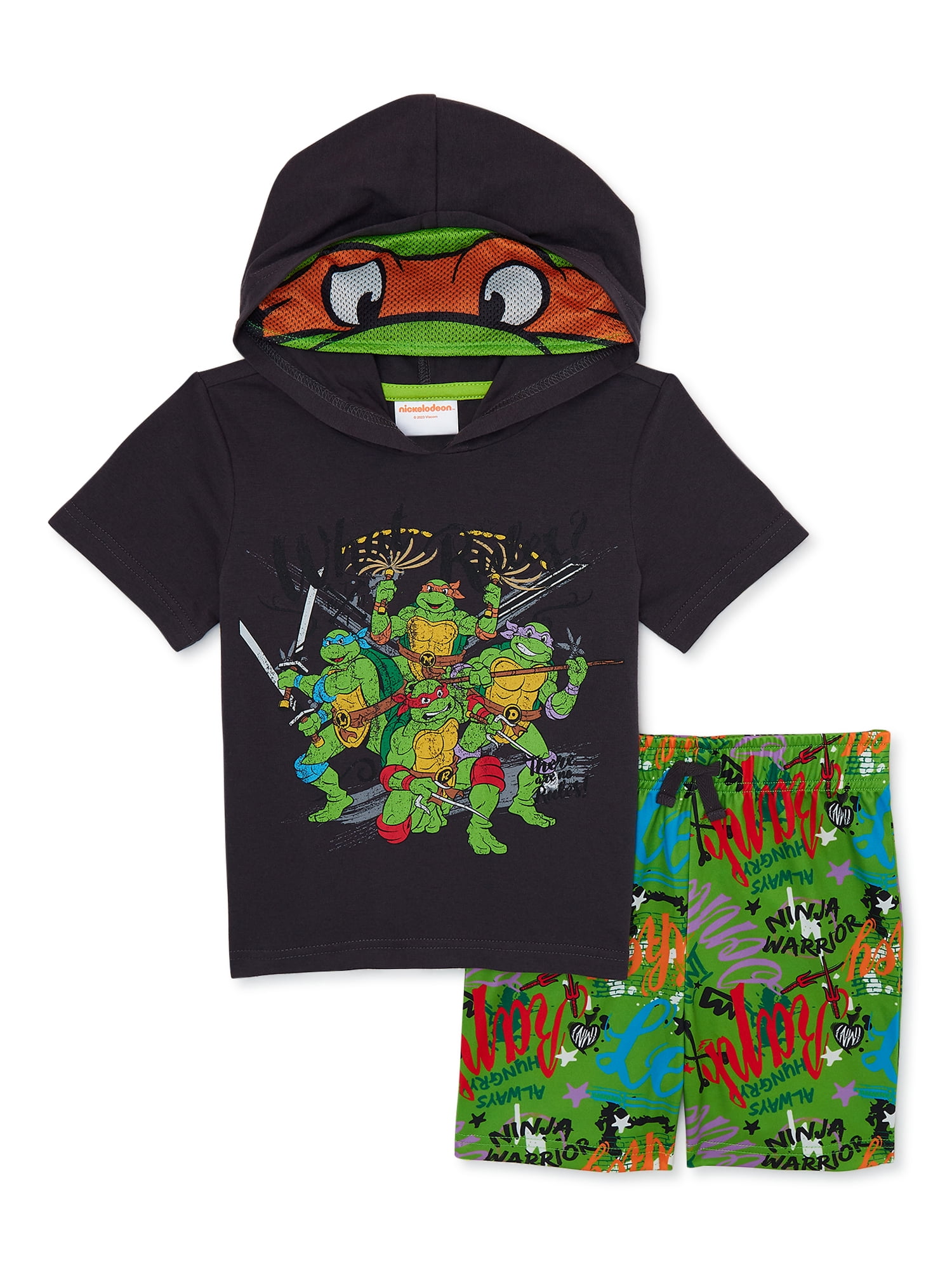 Teenage Mutant Ninja Turtles Donatello Michelangelo Leonardo Toddler Boys Fleece Pullover Hoodie Pants Green / Gray 2T