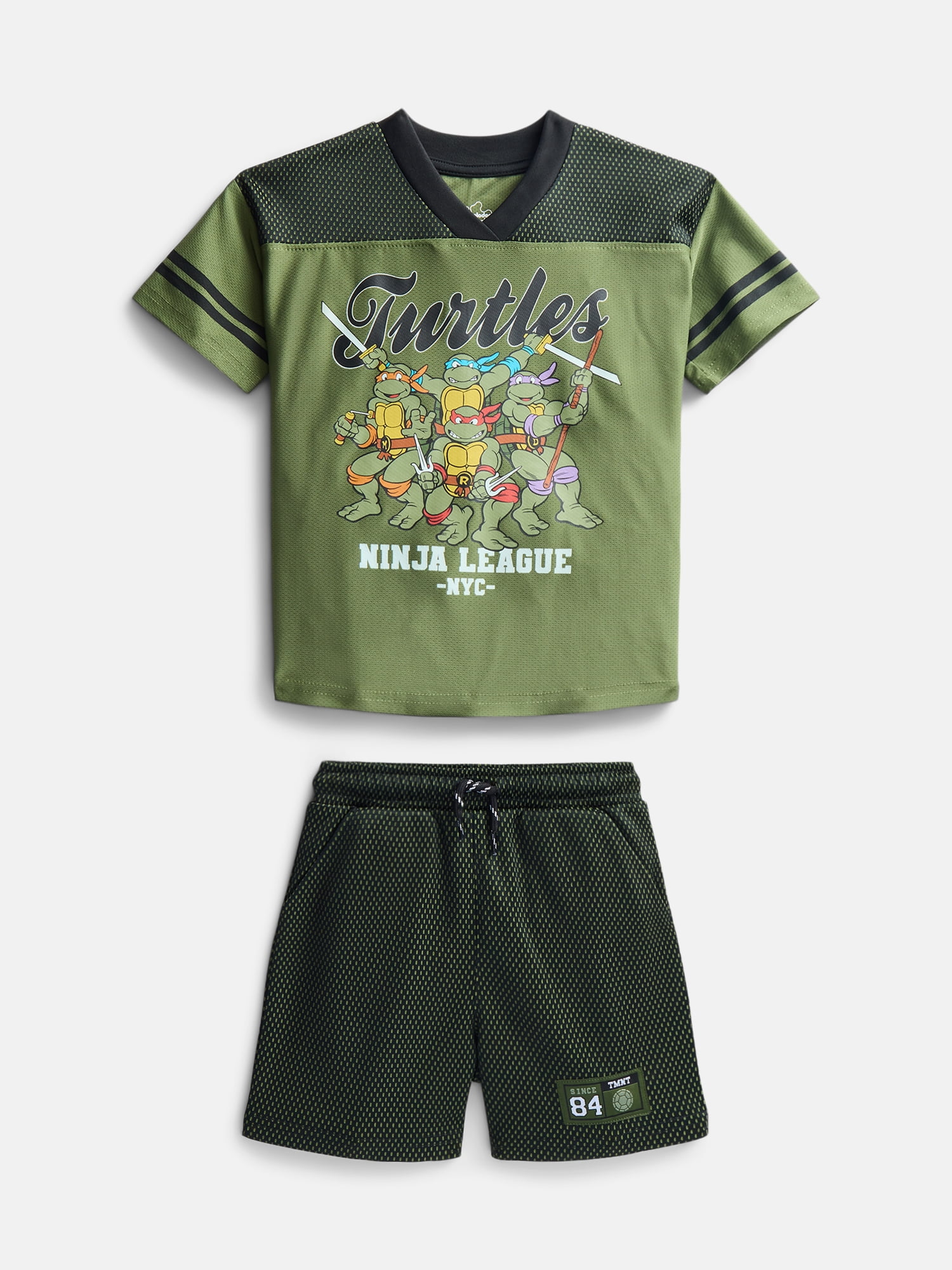 Teenage Mutant Ninja Turtles Toddler Boys' Front Back Graphic Tee and Shorts Set, 2-Piece, Sizes 12M-5T