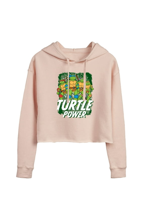 - Turtle Power - Juniors Cropped Pullover Hoodie