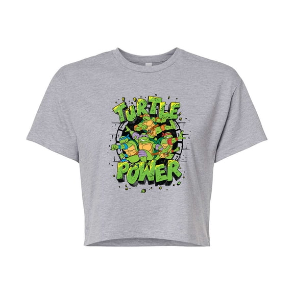 Teenage Mutant Ninja Turtles - Turtle Power New - Juniors Cropped Cotton Blend T-Shirt