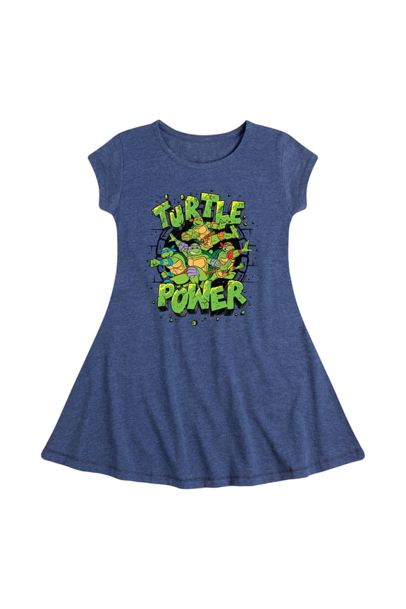 - Turtle Power New - Toddler & Youth Girls Fit & Flare Dress
