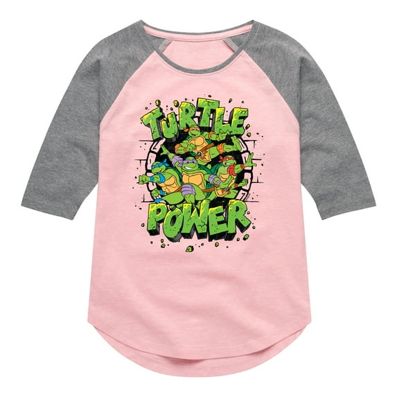 Teenage Mutant Ninja Turtles - Turtle Power New - Toddler & Youth Girls Raglan Graphic T-Shirt