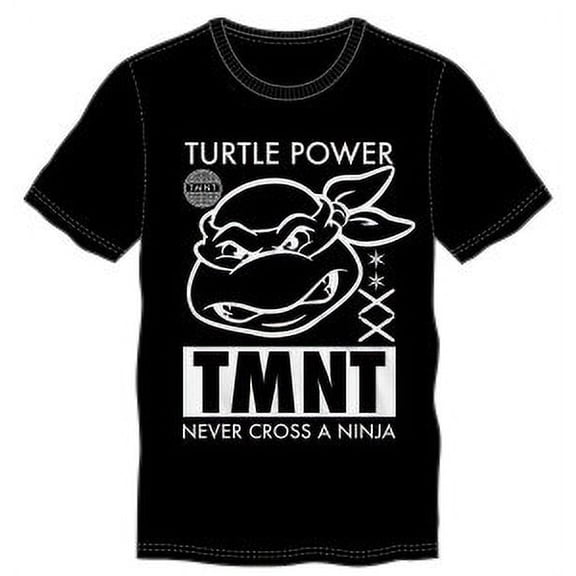 Teenage Mutant Ninja Turtles Turtle Power Shirt, Black/White Line Art, Ninja Character 90s TV Series Nickelodeon-XS