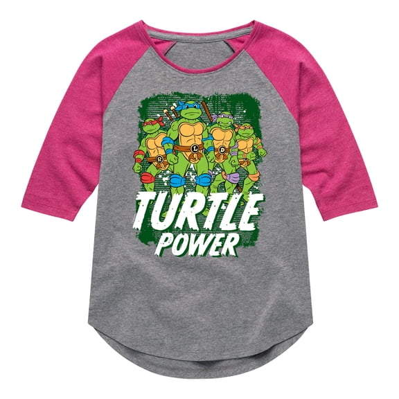 Teenage Mutant Ninja Turtles -Turtle Power - Toddler & Youth Girls Raglan Graphic T-Shirt