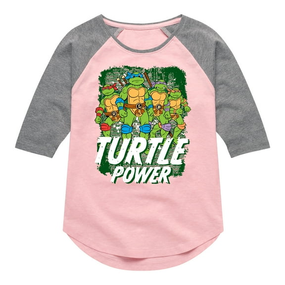 Teenage Mutant Ninja Turtles -Turtle Power - Toddler & Youth Girls Raglan Graphic T-Shirt