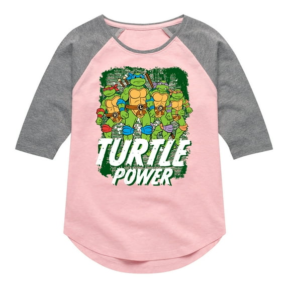 Teenage Mutant Ninja Turtles -Turtle Power - Toddler & Youth Girls Raglan Graphic T-Shirt
