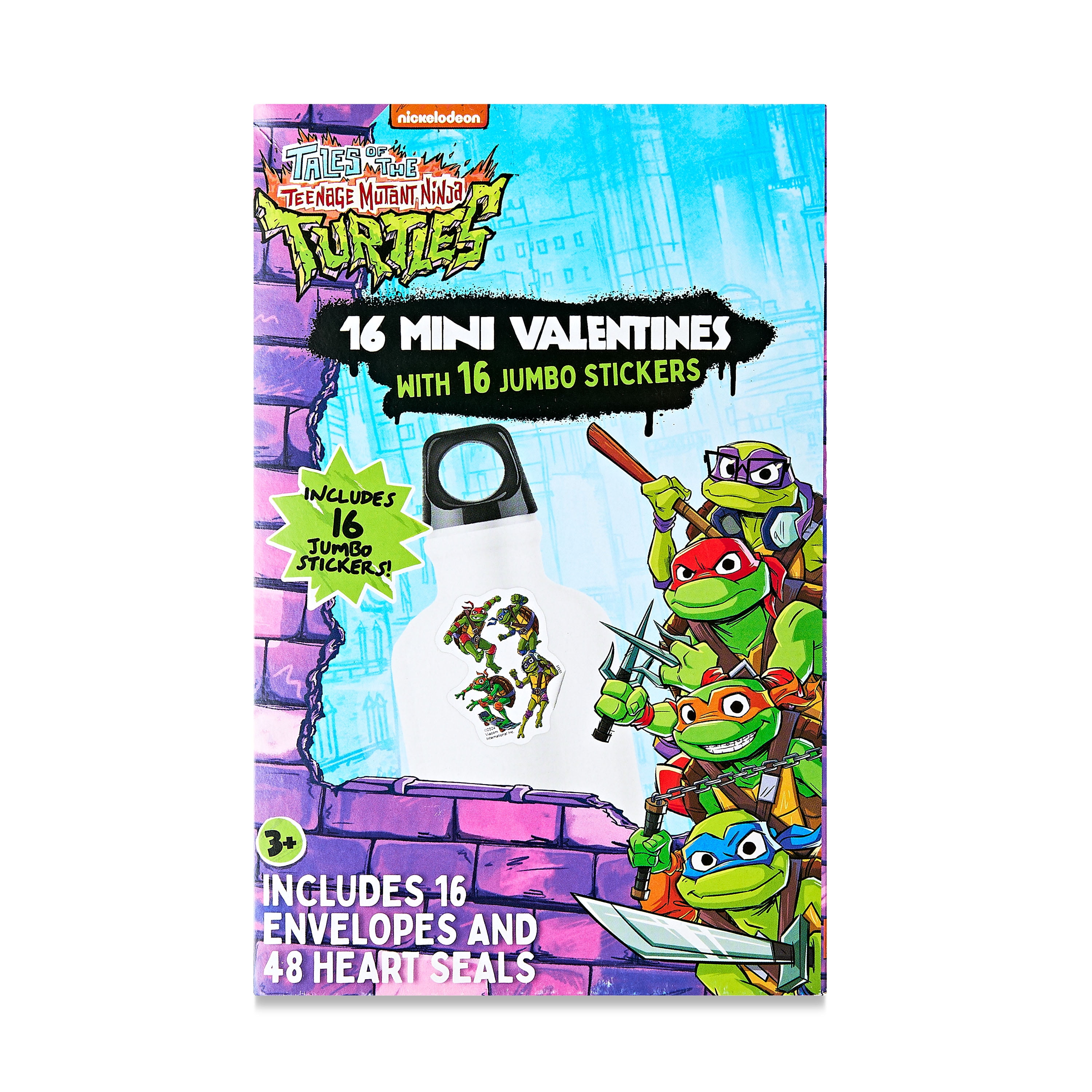 Teenage Mutant Ninja Turtles Valentine Exchange Cards with Jumbo Stickers, Multi-Color, Paper, 16 Count