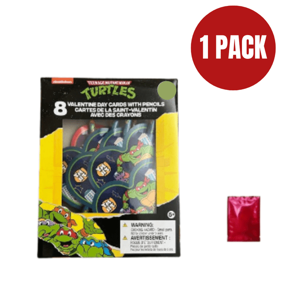 Teenage Mutant Ninja Turtles Valentine’s Day Card & Pencil Set (8 Pack) - TMNT Exchange Cards for Kids - Includes Bonus Exclusive LaPrima Morceau Bonbon