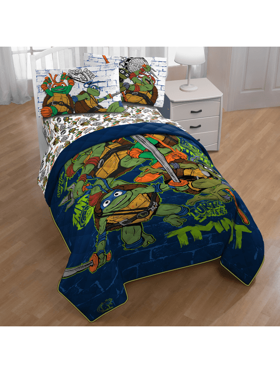 Teenage Mutant Ninja Turtles Wall to Wall 4 Piece Twin Size Kids Quilt Set