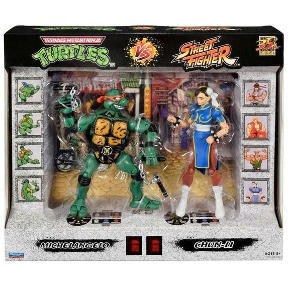 Teenage Mutant Ninja Turtles vs Street Fighter Michelangelo vs Chun-Li Action Figure 2-Pack
