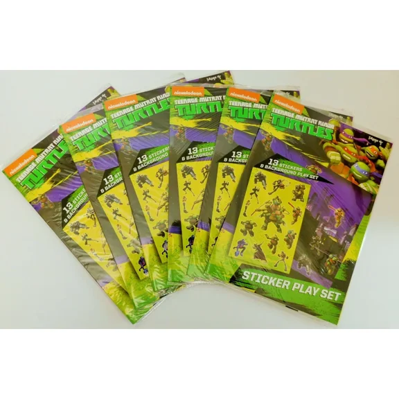 Teenage Mutant Turtle 13 Sticker W/ Background Play Set 6 In Lot Kids Party