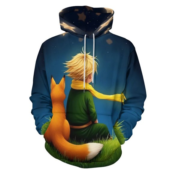 Teenager And Fox Under Stars 3d Sweatshirts Hoodie Fashion Casual Personality Men's Women Street Hoodie Pullovers Long Sleeve Comfortable Top