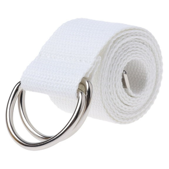 Teenager Boys Girls Students Double Ring Buckle Waist Belt Canvas Solid Color