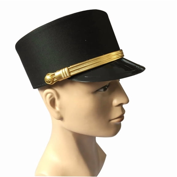 Teenager Doorman Hotel Waiter Hat Black Hat Solider Hats Animes Show Hat Large Brims Hat Doorman Hotel Waiter Hat Security Guard Hat Performances