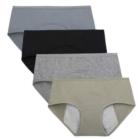 Teenager Girl's Breathable Cotton Period Panties Pack of 4pcs Menstrual Heavy Flow Leak-Proof Underwear Briefs
